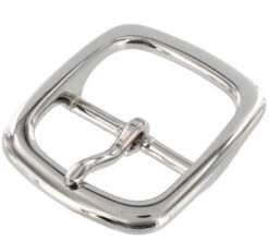 1382 Nickel Plate, Center Bar Buckle, Solid Brass-LL, Multiple Sizes