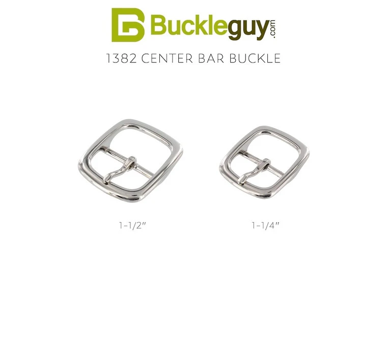 1382 Nickel Plate, Center Bar Buckle, Solid Brass-LL, Multiple Sizes 6 1382 Nickel Plate, Center Bar Buckle, Solid Brass-LL, Multiple Sizes - Image 4