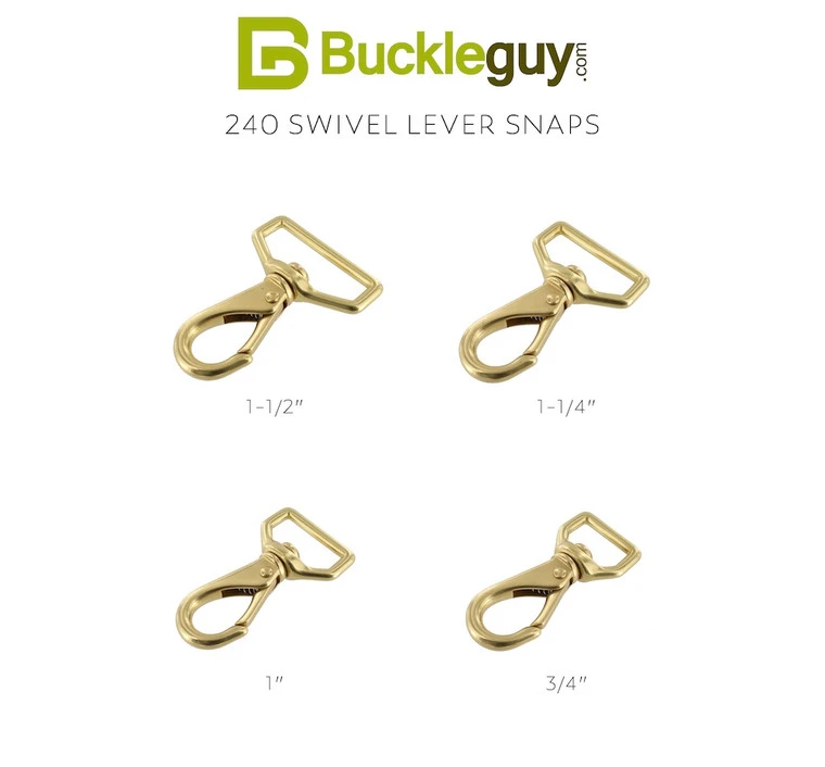 240 Natural Brass, Swivel Lever Snap, Solid Brass-LL, Multiple Sizes 6 240 Natural Brass, Swivel Lever Snap, Solid Brass-LL, Multiple Sizes - Image 4