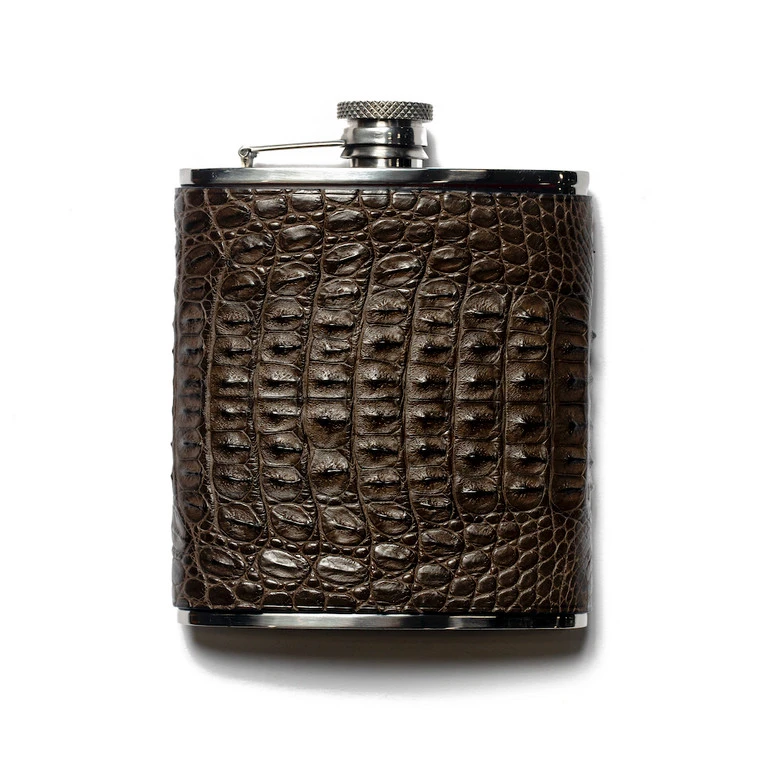 Nile 'Horn Back' Crocodile Leather Flask Panel, Espresso 5 Nile 'Horn Back' Crocodile Leather Flask Panel, Espresso - Image 3