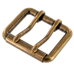 B7348 Antique Brass, Double Prong Roller Buckle, Solid Brass-LL, Multiple Sizes
