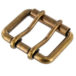B7348 Antique Brass, Double Prong Roller Buckle, Solid Brass-LL, Multiple Sizes -Buckleguy B7348 1I DOEB3 41764.1698954625