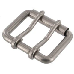 B7348 Nickel Matte, Double Prong Roller Buckle, Solid Brass-LL, Multiple Sizes -Buckleguy B7348 1I NMR23 65106.1698954782