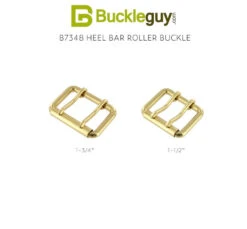 B7348 Natural Brass, Double Prong Roller Buckle, Solid Brass-LL, Multiple Sizes -Buckleguy B7348 BOCR2 05557.1700584522
