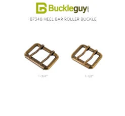 B7348 Antique Brass, Double Prong Roller Buckle, Solid Brass-LL, Multiple Sizes -Buckleguy B7348 DOEB 01527.1700584511