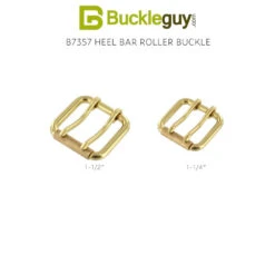 B7357 Natural Brass, Double Prong Roller Buckle, W/ Textured Roller, Solid Brass-LL, Multiple Sizes 9 B7357 Natural Brass, Double Prong Roller Buckle, W/ Textured Roller, Solid Brass-LL, Multiple Sizes -Buckleguy B7357 BOCR2 04370.1700584215