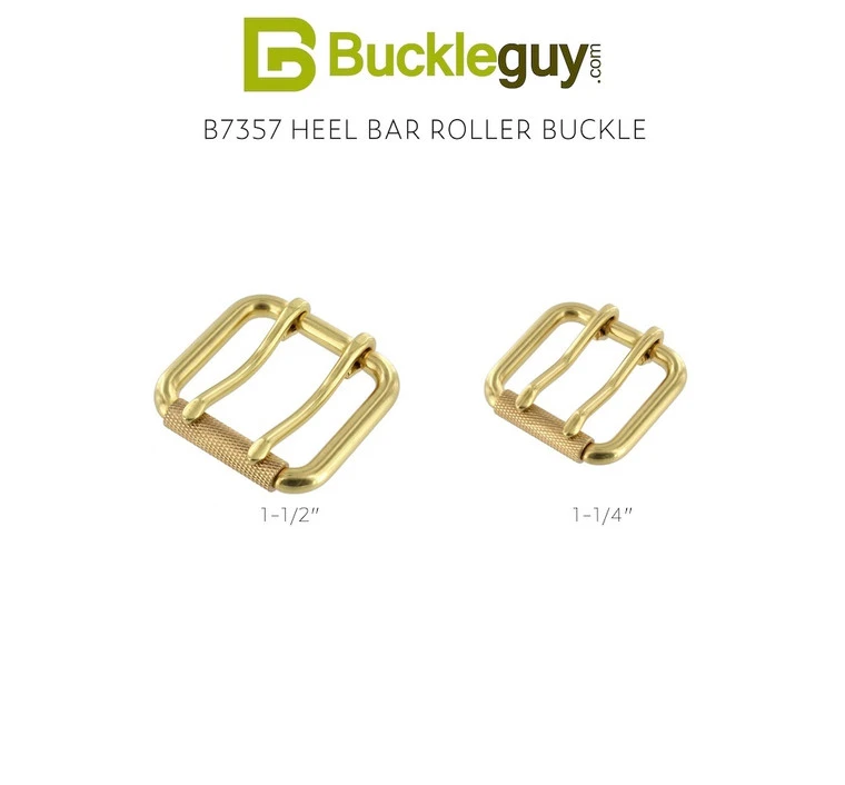 B7357 Natural Brass, Double Prong Roller Buckle, W/ Textured Roller, Solid Brass-LL, Multiple Sizes 6 B7357 Natural Brass, Double Prong Roller Buckle, W/ Textured Roller, Solid Brass-LL, Multiple Sizes - Image 4