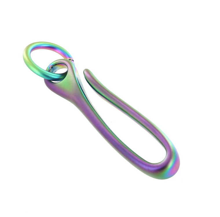 B7498 PVD Rainbow, Fish Hook Key Chain, Solid Brass-LL 4 B7498 PVD Rainbow, Fish Hook Key Chain, Solid Brass-LL - Image 2