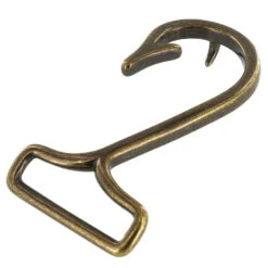 B7804 Fish Hook Buckle, Antique Brass, Solid Brass-LL, Multiple Sizes -Buckleguy B7804 1I DOEB2 78274.1699018010