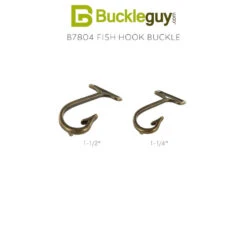 B7804 Fish Hook Buckle, Antique Brass, Solid Brass-LL, Multiple Sizes -Buckleguy B7804 DOEB 48928.1700584446