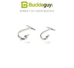 B7804 Fish Hook Buckle, Nickel Plate, Solid Brass-LL, Multiple Sizes -Buckleguy B7804 NP 49275.1700584434