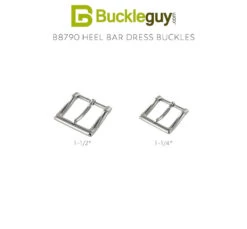 B8790 Nickel Plate, Heel Bar Dress Buckle, Solid Brass-LL, Multiple Sizes -Buckleguy B8790 NP Combined Swatch 39246.1705341132