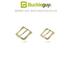 B8989 Polished Brass, Heel Bar Dress Buckle, Solid Brass-LL, Multiple Sizes -Buckleguy B8989 BOC Combined Swatch.jpg.sb 88ab1044 j9bqEs copy 88460.1705341407