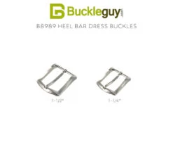 B8989 Brushed Nickel, Heel Bar Dress Buckle, Solid Brass-LL, Multiple Sizes -Buckleguy B8989 NB Combined Swatch 72050.1705341482
