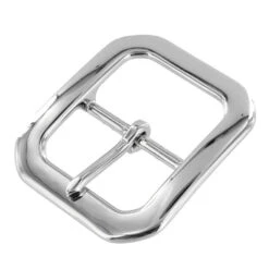 B9312 1 1/2" Nickel Plate, Center Bar Buckle, Solid Brass-LL