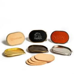 C5344 1 1/2" Natural Brass, Leather Plaque Buckle, Solid Brass-LL 11 C5344 1 1/2" Natural Brass, Leather Plaque Buckle, Solid Brass-LL -Buckleguy Buckle with replaceable leather inserts 63726.1699789620