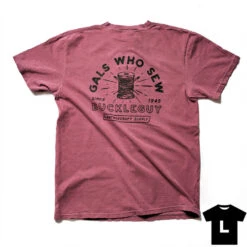 T-Shirt, Buckleguy "Gals Who Sew" Short Sleeve, Berry, Large