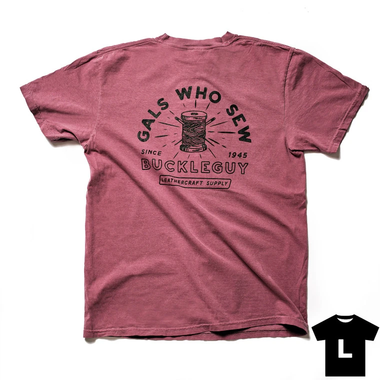 T-Shirt, Buckleguy "Gals Who Sew" Short Sleeve, Berry, Large 3 T-Shirt, Buckleguy "Gals Who Sew" Short Sleeve, Berry, Large