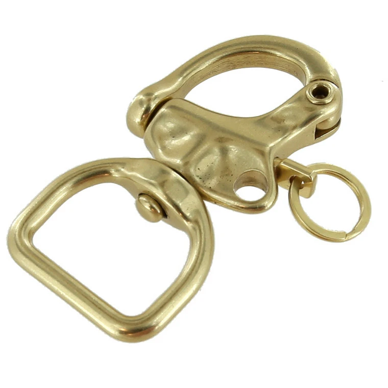 C5102 1" Natural Brass, Quick Release Snap Shackle, Flat Base, W/ 1/2" B2020 Key Ring, Solid Brass 7 C5102 1" Natural Brass, Quick Release Snap Shackle, Flat Base, W/ 1/2" B2020 Key Ring, Solid Brass - Image 5