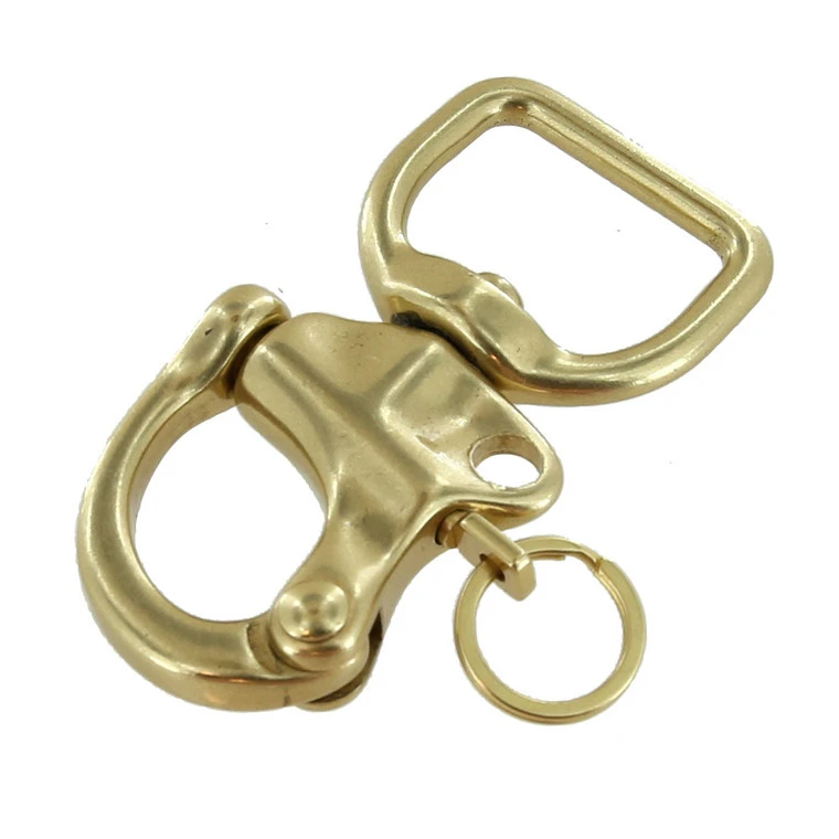 C5102 1" Natural Brass, Quick Release Snap Shackle, Flat Base, W/ 1/2" B2020 Key Ring, Solid Brass 3 C5102 1" Natural Brass, Quick Release Snap Shackle, Flat Base, W/ 1/2" B2020 Key Ring, Solid Brass