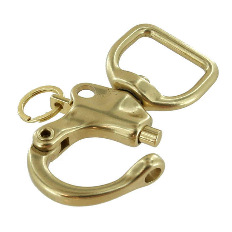 C5102 1" Natural Brass, Quick Release Snap Shackle, Flat Base, W/ 1/2" B2020 Key Ring, Solid Brass 6 C5102 1" Natural Brass, Quick Release Snap Shackle, Flat Base, W/ 1/2" B2020 Key Ring, Solid Brass - Image 4