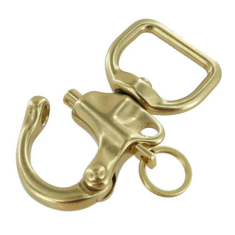 C5102 1" Natural Brass, Quick Release Snap Shackle, Flat Base, W/ 1/2" B2020 Key Ring, Solid Brass 4 C5102 1" Natural Brass, Quick Release Snap Shackle, Flat Base, W/ 1/2" B2020 Key Ring, Solid Brass - Image 2