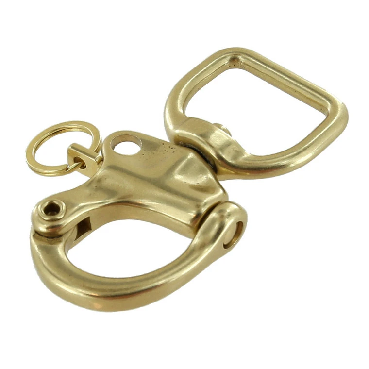 C5102 1" Natural Brass, Quick Release Snap Shackle, Flat Base, W/ 1/2" B2020 Key Ring, Solid Brass 5 C5102 1" Natural Brass, Quick Release Snap Shackle, Flat Base, W/ 1/2" B2020 Key Ring, Solid Brass - Image 3