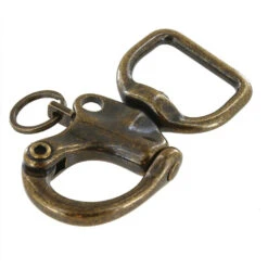 C5102 1" Antique Brass, Quick Release Snap Shackle, Flat Base, W/ 1/2" B2020 Key Ring, Solid Brass -Buckleguy C5102 1A DOEB LL2 55334.1673452543