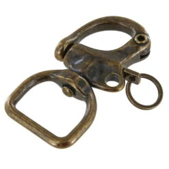 C5102 1" Antique Brass, Quick Release Snap Shackle, Flat Base, W/ 1/2" B2020 Key Ring, Solid Brass -Buckleguy C5102 1A DOEB LL5 08233.1673452549