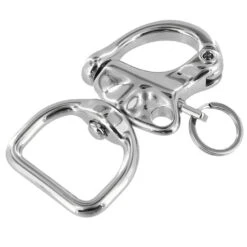 C5102 1" Nickel Plate, Quick Release Snap Shackle, Flat Base, W/ 1/2" B2020 Key Ring, Solid Brass -Buckleguy C5102 1A NP LL3 39115.1677164615