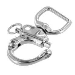 C5102 1" Nickel Plate, Quick Release Snap Shackle, Flat Base, W/ 1/2" B2020 Key Ring, Solid Brass -Buckleguy C5102 1A NP LL4 15304.1677164614