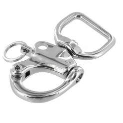 C5102 1" Nickel Plate, Quick Release Snap Shackle, Flat Base, W/ 1/2" B2020 Key Ring, Solid Brass -Buckleguy C5102 1A NP LL5 01895.1677164613
