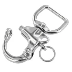 C5102 1" Nickel Plate, Quick Release Snap Shackle, Flat Base, W/ 1/2" B2020 Key Ring, Solid Brass -Buckleguy C5102 1A NP LL6 25874.1677164610