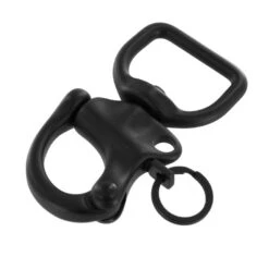 C5102 1" PVD Black Matte, Quick Release Snap Shackle, Flat Base, W/ 1/2" B2020 Key Ring, Solid Brass