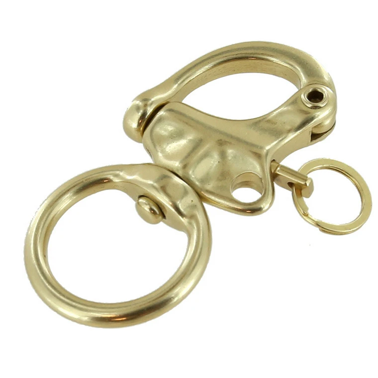 C5103 1" Natural Brass, Quick Release Snap Shackle, Round Base, W/ 1/2" B2020 Key Ring, Solid Brass 7 C5103 1" Natural Brass, Quick Release Snap Shackle, Round Base, W/ 1/2" B2020 Key Ring, Solid Brass - Image 5