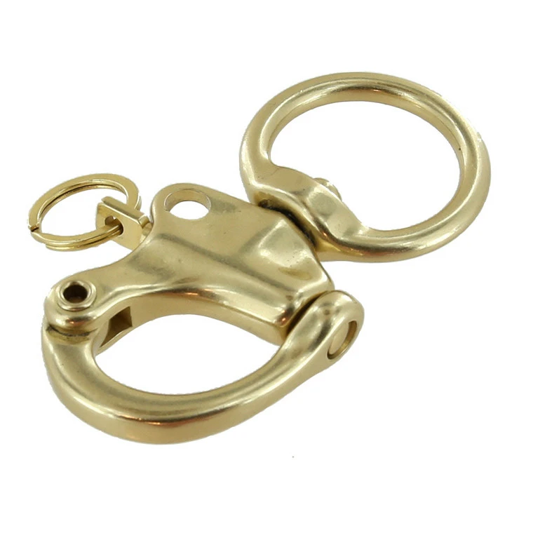 C5103 1" Natural Brass, Quick Release Snap Shackle, Round Base, W/ 1/2" B2020 Key Ring, Solid Brass 5 C5103 1" Natural Brass, Quick Release Snap Shackle, Round Base, W/ 1/2" B2020 Key Ring, Solid Brass - Image 3
