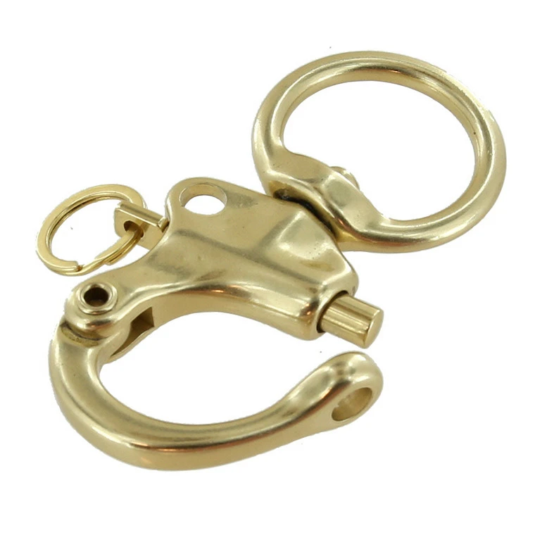 C5103 1" Natural Brass, Quick Release Snap Shackle, Round Base, W/ 1/2" B2020 Key Ring, Solid Brass 6 C5103 1" Natural Brass, Quick Release Snap Shackle, Round Base, W/ 1/2" B2020 Key Ring, Solid Brass - Image 4