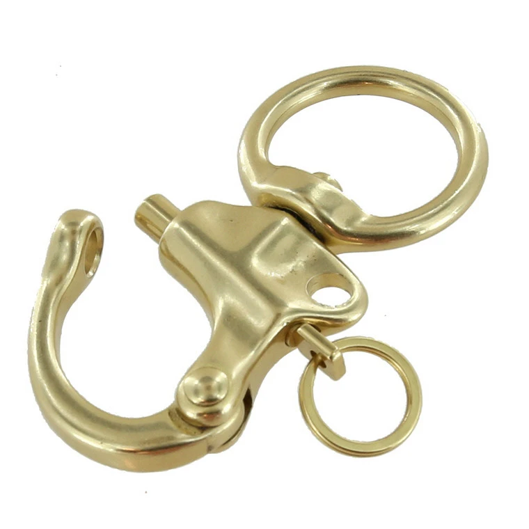 C5103 1" Natural Brass, Quick Release Snap Shackle, Round Base, W/ 1/2" B2020 Key Ring, Solid Brass 4 C5103 1" Natural Brass, Quick Release Snap Shackle, Round Base, W/ 1/2" B2020 Key Ring, Solid Brass - Image 2