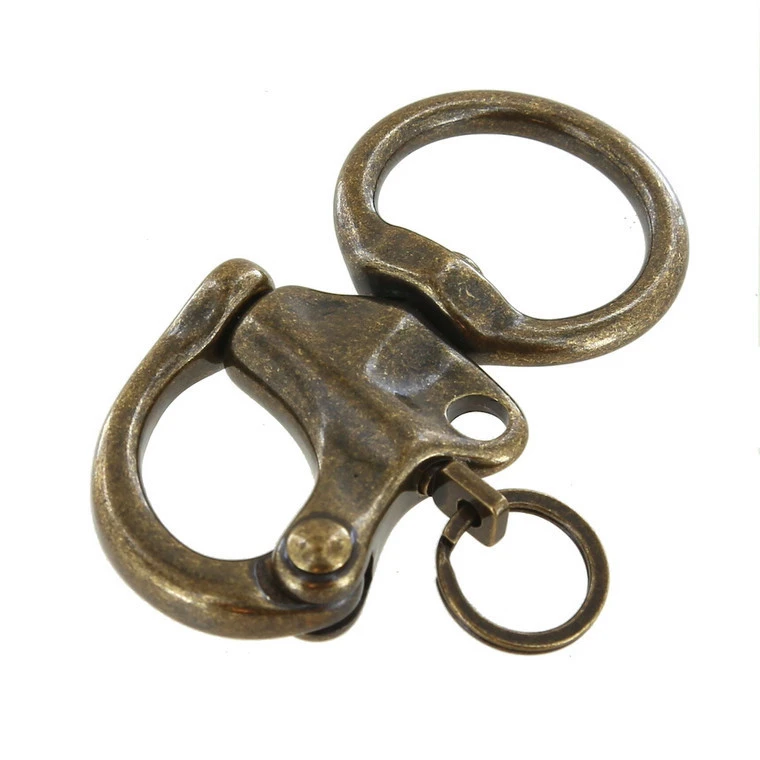 C5103 1" Antique Brass, Quick Release Snap Shackle, Round Base, W/ 1/2" B2020 Key Ring, Solid Brass 3 C5103 1" Antique Brass, Quick Release Snap Shackle, Round Base, W/ 1/2" B2020 Key Ring, Solid Brass