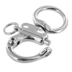 C5103 1" Nickel Plate, Quick Release Snap Shackle, Round Base, W/ 1/2" B2020 Key Ring, Solid Brass -Buckleguy C5103 1A NP LL2 18428.1673452726