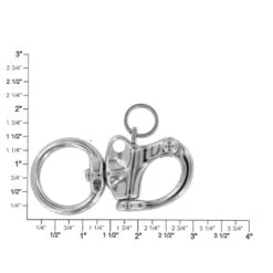 C5103 1" Nickel Plate, Quick Release Snap Shackle, Round Base, W/ 1/2" B2020 Key Ring, Solid Brass -Buckleguy C5103 1A NP LL3 26755.1673452735