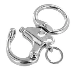 C5103 1" Nickel Plate, Quick Release Snap Shackle, Round Base, W/ 1/2" B2020 Key Ring, Solid Brass -Buckleguy C5103 1A NP LL4 68391.1673452732