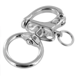 C5103 1" Nickel Plate, Quick Release Snap Shackle, Round Base, W/ 1/2" B2020 Key Ring, Solid Brass -Buckleguy C5103 1A NP LL5 79231.1673452734