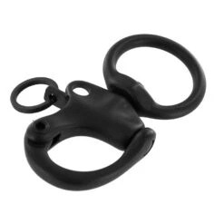 C5103 1" PVD Black Matte, Quick Release Snap Shackle, Round Base, W/ 1/2" B2020 Key Ring, Solid Brass -Buckleguy C5103 1A PVDBM LL1 96582.1673452784