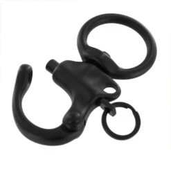 C5103 1" PVD Black Matte, Quick Release Snap Shackle, Round Base, W/ 1/2" B2020 Key Ring, Solid Brass -Buckleguy C5103 1A PVDBM LL4 57017.1673452793
