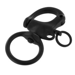 C5103 1" PVD Black Matte, Quick Release Snap Shackle, Round Base, W/ 1/2" B2020 Key Ring, Solid Brass -Buckleguy C5103 1A PVDBM LL5 78313.1673452784