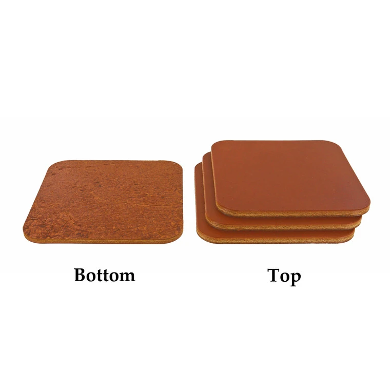 Leather Coasters, Wickett & Craig English Bridle, Square, Chestnut (4pc Set) 4 Leather Coasters, Wickett & Craig English Bridle, Square, Chestnut (4pc Set) - Image 2