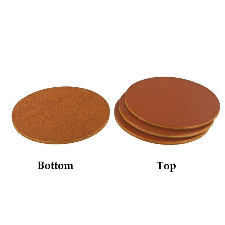 Leather Coasters, Wickett & Craig English Bridle, Circle, Chestnut (4pc Set) 4 Leather Coasters, Wickett & Craig English Bridle, Circle, Chestnut (4pc Set) - Image 2