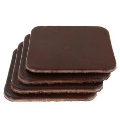 Leather Coasters, Wickett & Craig Traditional Harness, Square, Chocolate (4pc Set)