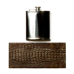 Nile 'Horn Back' Crocodile Leather Flask Panel, Espresso